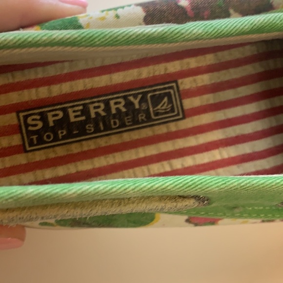 Sperry Top Sider pink green canvas sneakers SZ 7.5 - Picture 6 of 12